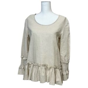 NWT Lost in Lunar Mila Top - Linen Blend Sand Khaki - Size S
